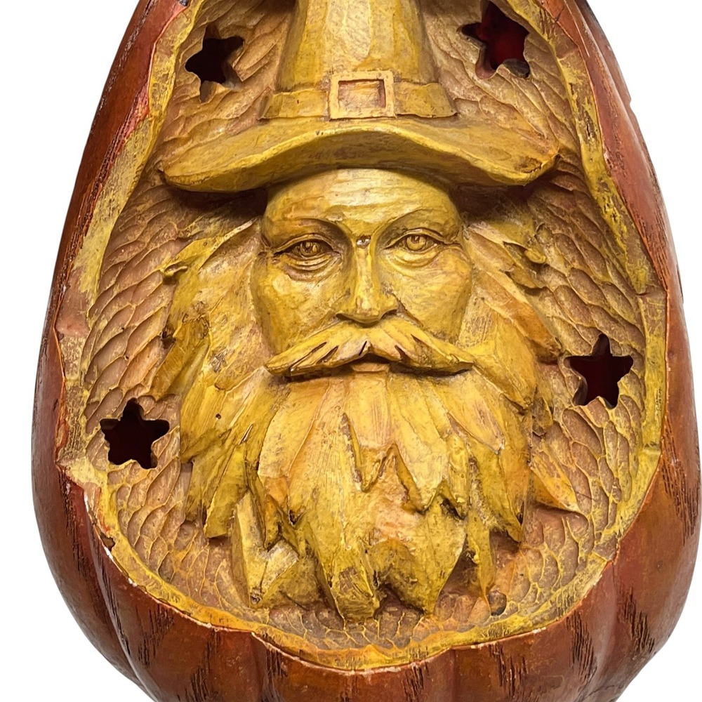 Light-Up Carved Pilgrim Pumpkin Decoration - Harvest Gourd Decor
